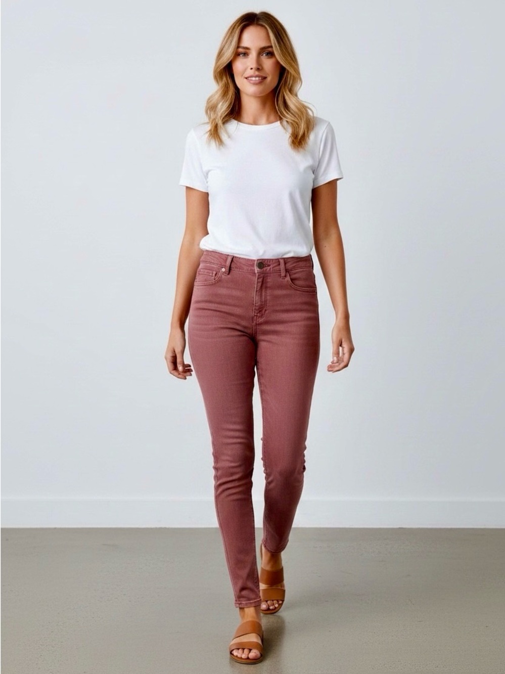 Free People Skinny Leg Ankle Faded Jeans in Rust Pink Women’s 28 Grunge,90s,boho